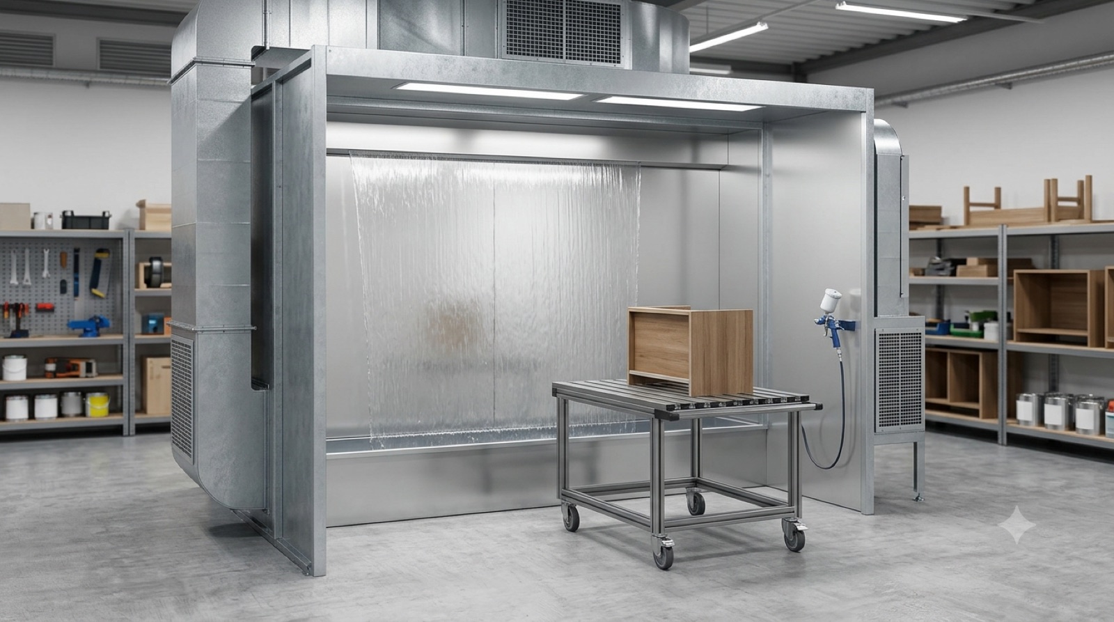 Water curtain spray booth